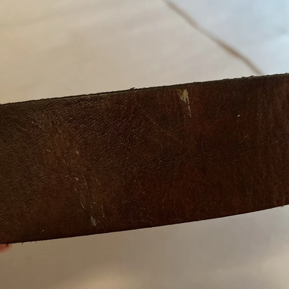 Fossil Belt Mens Brown leather distressed casual silver tone buckle Minimalist